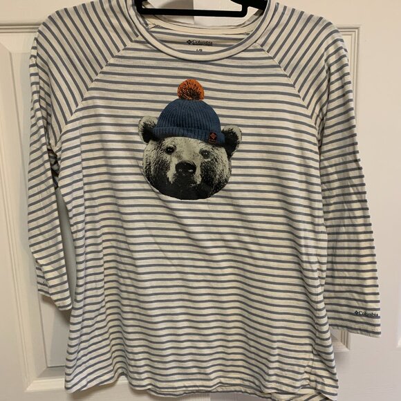 Columbia "Bear in a Cap" 3/4 Sleeve Tee Shirt - Picture 1 of 3